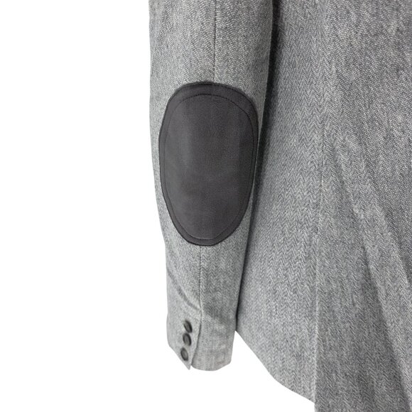 Loft Womens Gray Herringbone Blazer With Elbow Patches Size 6 - Picture 7 of 11